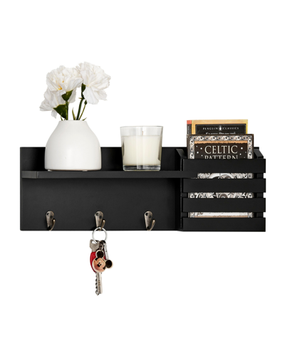 Danya B Utility Shelf With Pocket And Hanging Hooks In Black