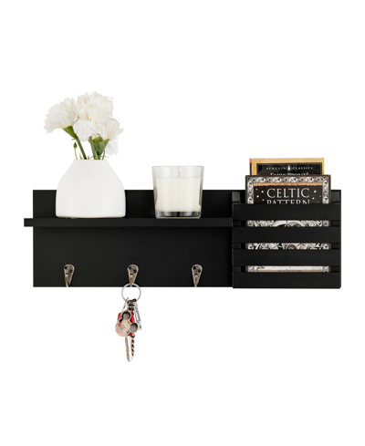 Danya B Utility Shelf With Pocket And Hanging Hooks In Black