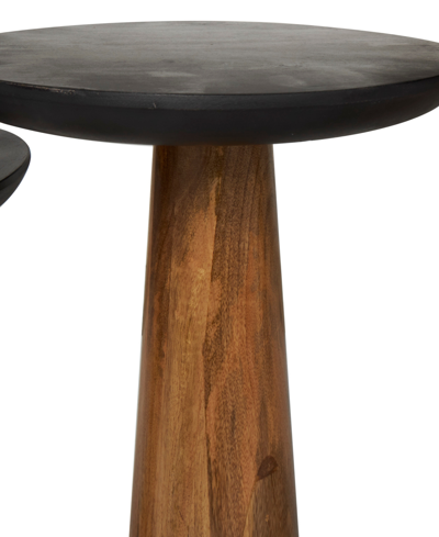 Rosemary Lane Set Of 3 Mango Wood Handmade Cone Shaped Black Tabletops Accent Table In Brown