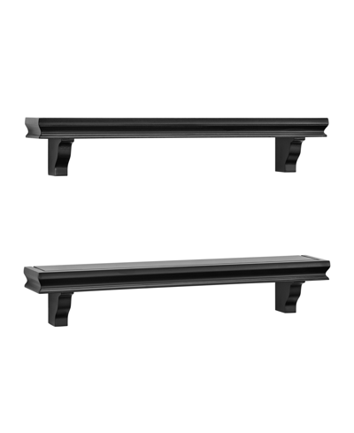 Danya B Decorative 24" Floating Wall Decor Display Ledge Shelves, Set Of 2 In Black