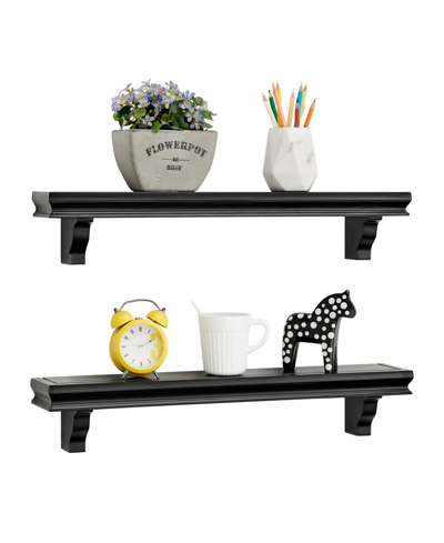 Danya B Decorative 24" Floating Wall Decor Display Ledge Shelves, Set Of 2 In Black