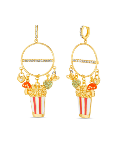 Shop Kensie Huggie Front Facing Hoop Earring With Popcorn, Butterfly And Mushroom Charms In Multi