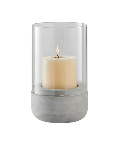 Shop Danya B Modern Cool Gray Cement Base And Glass Pillar Votive Candle Holder, Small In Cement,clear