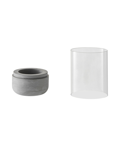 Danya B Modern Cool Gray Cement Base And Glass Pillar Votive Candle Holder, Small In Cement,clear