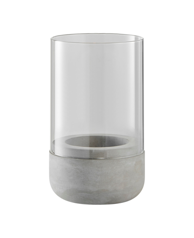 Shop Danya B Modern Cool Gray Cement Base And Glass Pillar Votive Candle Holder, Small In Cement,clear