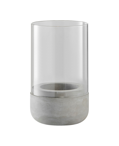 Danya B Modern Cool Gray Cement Base And Glass Pillar Votive Candle Holder, Small In Cement,clear