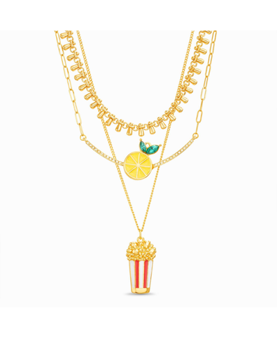 Shop Kensie 3-pc Mixed Chain Necklace With Lemon And Popcorn Charms In Multi