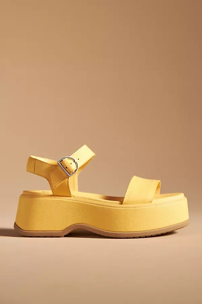 Shop Sorel Dayspring Ankle Strap Flatform Sandals In Yellow