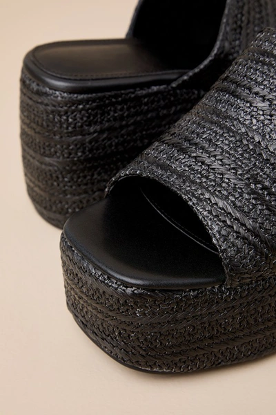 Shop Lulus Halina Black Raffia Platform Slide Sandals