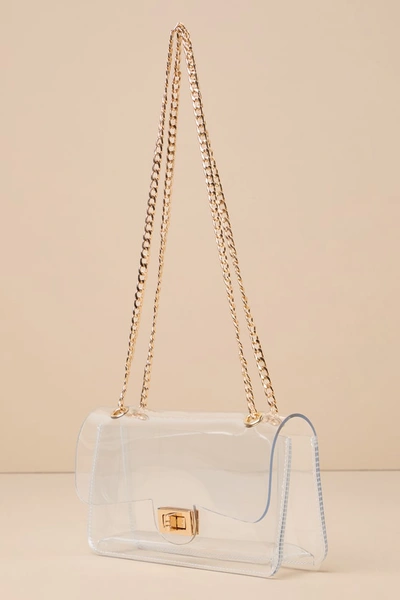 Shop Lulus Clearly Iconic Gold And Clear Vinyl Crossbody Bag