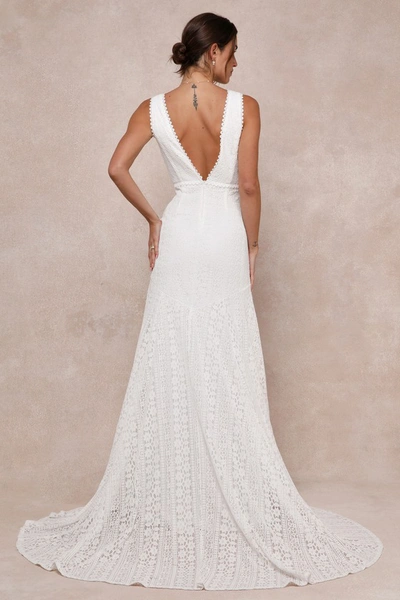 Lulus Infinite Bliss Ivory Lace Sleeveless Backless Trumpet Maxi Dress In Ivory