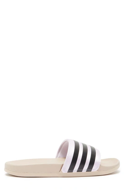 Shop Adidas Originals Adilette Comfort Slide Sandal In Wonder Taupe/ Black/ Lavender
