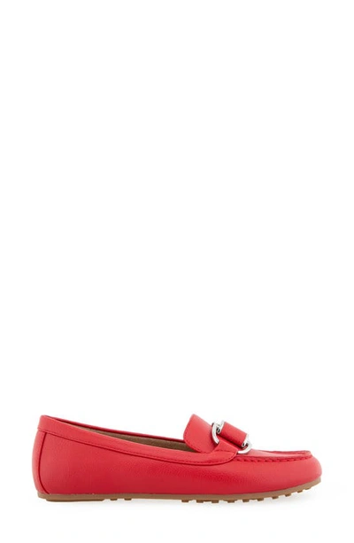 Aerosoles Denver Buckle Loafer In Racing Red Pu Leather