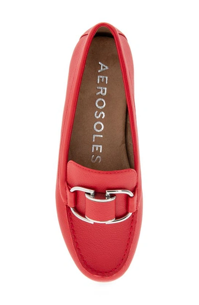 Aerosoles Denver Buckle Loafer In Racing Red Pu Leather