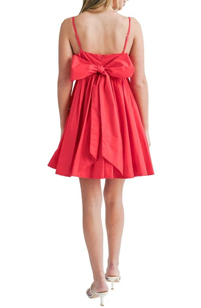 Shop Lush Bow Back Cotton Poplin Minidress In Red