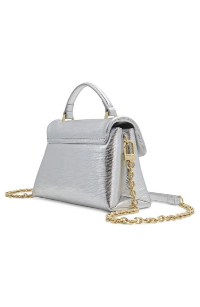 Shop Ted Baker Lock Leather Satchel In Silver Metallic Leather