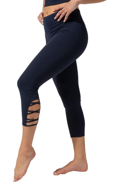 Threads 4 Thought Crisscross Crop Leggings In Raw Denim