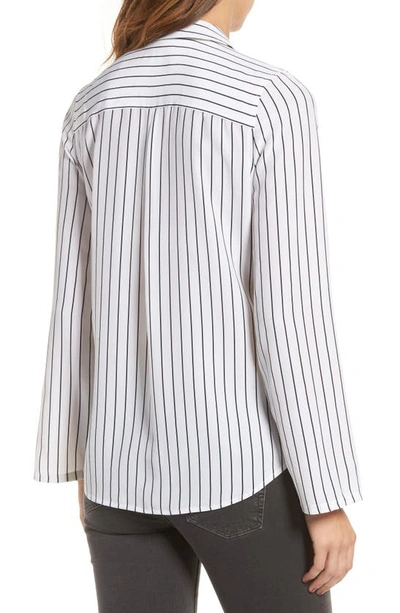 Shop Ag Avery Silk Shirt In True White / True Black Stripe