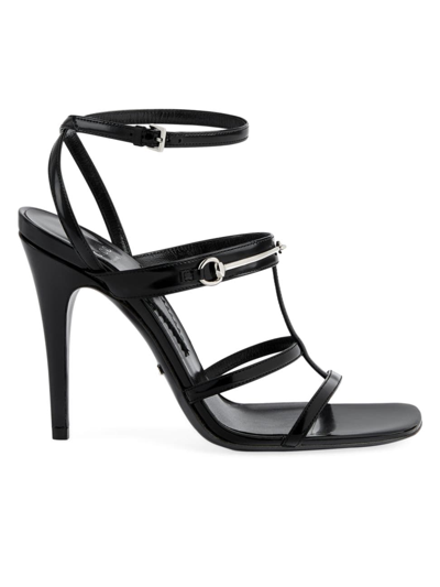 Shop Gucci Women's Divine 105mm Leather Sandals In Nero