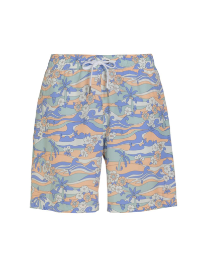 Shop Saks Fifth Avenue Men's Collection Scenic Floral Swim Shorts In Soft Blue