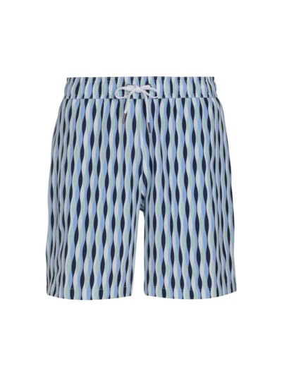 Shop Saks Fifth Avenue Men's Collection Braided Stripe Swim Trunks In Navy