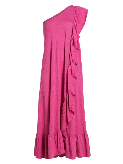 Shop Free People Women's Elisa One-shoulder Cotton Midi-dress In Dahlia Mauve