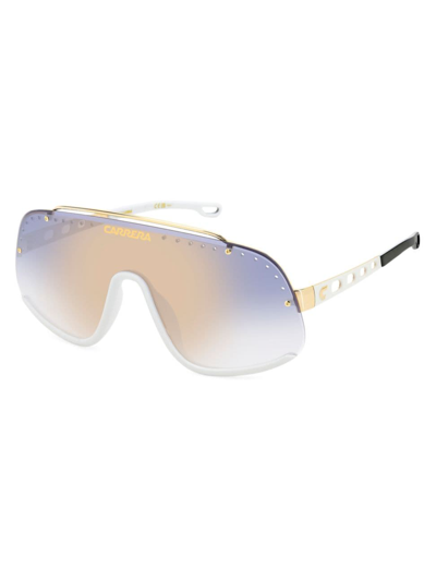 Shop Carrera Men's Flaglab 99mm Aviator Sunglasses In White Gold Blue Mirror