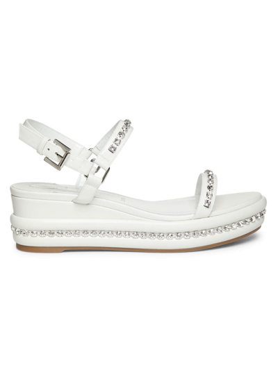 Shop Christian Louboutin Women's Pyrastrass 60mm Crystal-embellished Leather Sandals In White