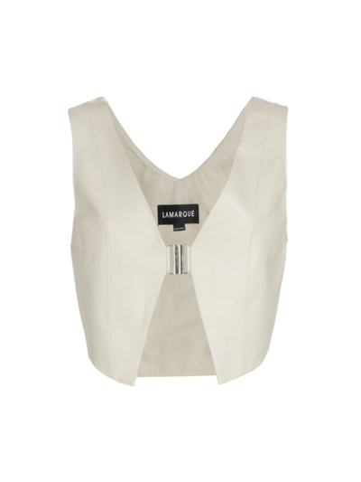 Shop Lamarque Women's Estrella Leather Vest Top In Bone