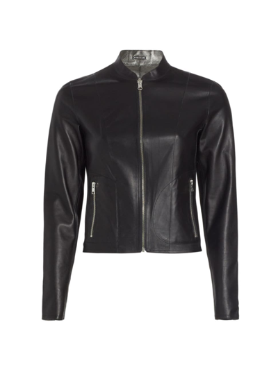 Shop Lamarque Women's Chapin Reversible Leather Bomber In Black Pewter