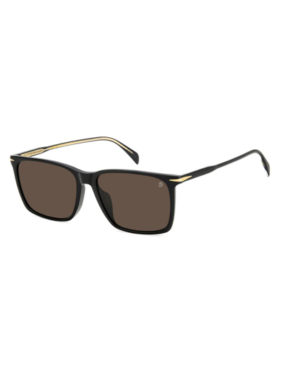 Shop David Beckham Men's 58mm Rectangular Sunglasses In Black Gold Grey