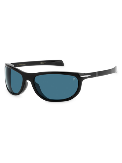 Shop David Beckham Men's 64mm Rectangular Sunglasses In Black Silver Teal