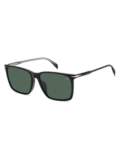 Shop David Beckham Men's 58mm Rectangular Sunglasses In Black Green Polarized