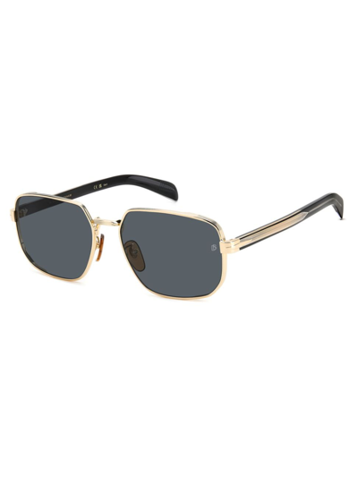 Shop David Beckham Men's 60mm Rectangular Sunglasses In Gold Black Dark Grey