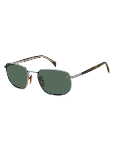Shop David Beckham Men's 57mm Rectangular Sunglasses In Ruthenium Havana Green