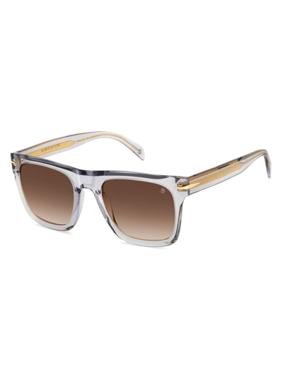 Shop David Beckham Men's 54mm Square Sunglasses In Crystal Gold Brown Gradient