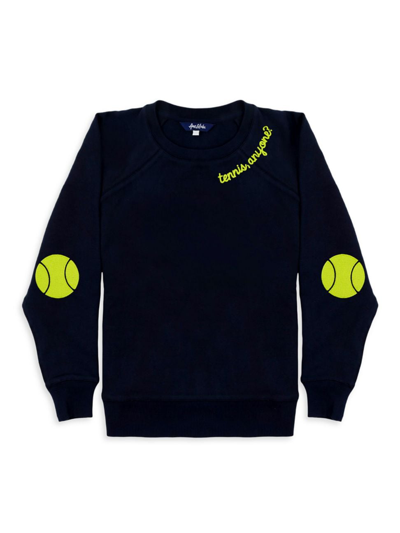 Shop Ame & Lulu Love All Tennis Crewneck Sweatshirt In Navy