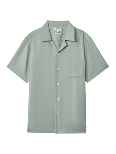 Shop Reiss Men's Tokyo Camp Collar Short-sleeve Shirt In Pistachio