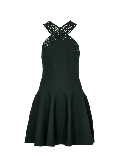 Shop Alaïa Vienne Stretch-knit Mini Dress In Dark Green