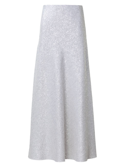 Shop Akris Women's Sequined A-line Maxi-skirt In Greige