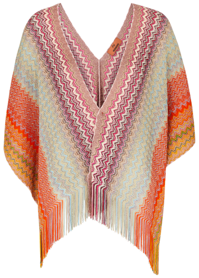 Shop Missoni Zigzag-intarsia Metallic-knit Shawl In Multicoloured 1
