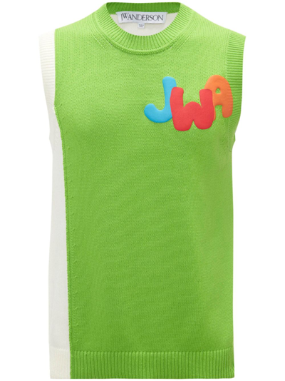 Shop Jw Anderson Green Panelled Knitted Vest