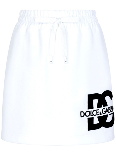 Shop Dolce & Gabbana White Logo Print Mini Skirt