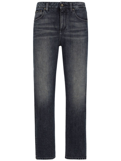 Shop Dolce & Gabbana Black Mid-rise Straight-leg Jeans