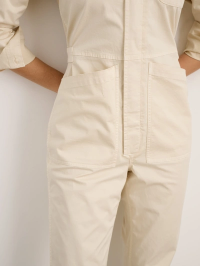 Alex Mill Standard Long Sleeve Stretch Cotton Twill Jumpsuit In Oatmilk