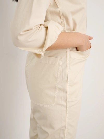 Alex Mill Standard Long Sleeve Stretch Cotton Twill Jumpsuit In Oatmilk