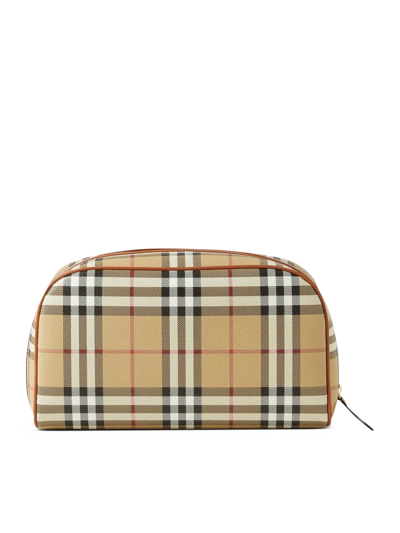 Shop Burberry Ls Md Cosmetic Pouch Dfc In Beige