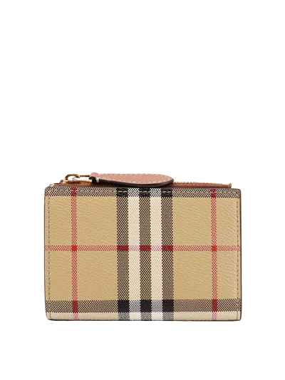 Shop Burberry Coated Canvas Leather Wallet In Beige