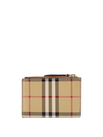 Shop Burberry Coated Canvas Leather Wallet In Beige