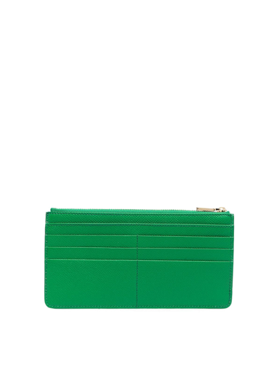 Shop Dolce & Gabbana Logo-plaque Pebbled Leather Wallet In Green
